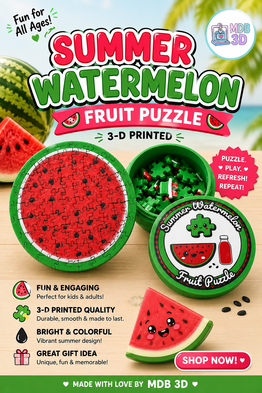 Summer watermelon fruit puzzle ￼
