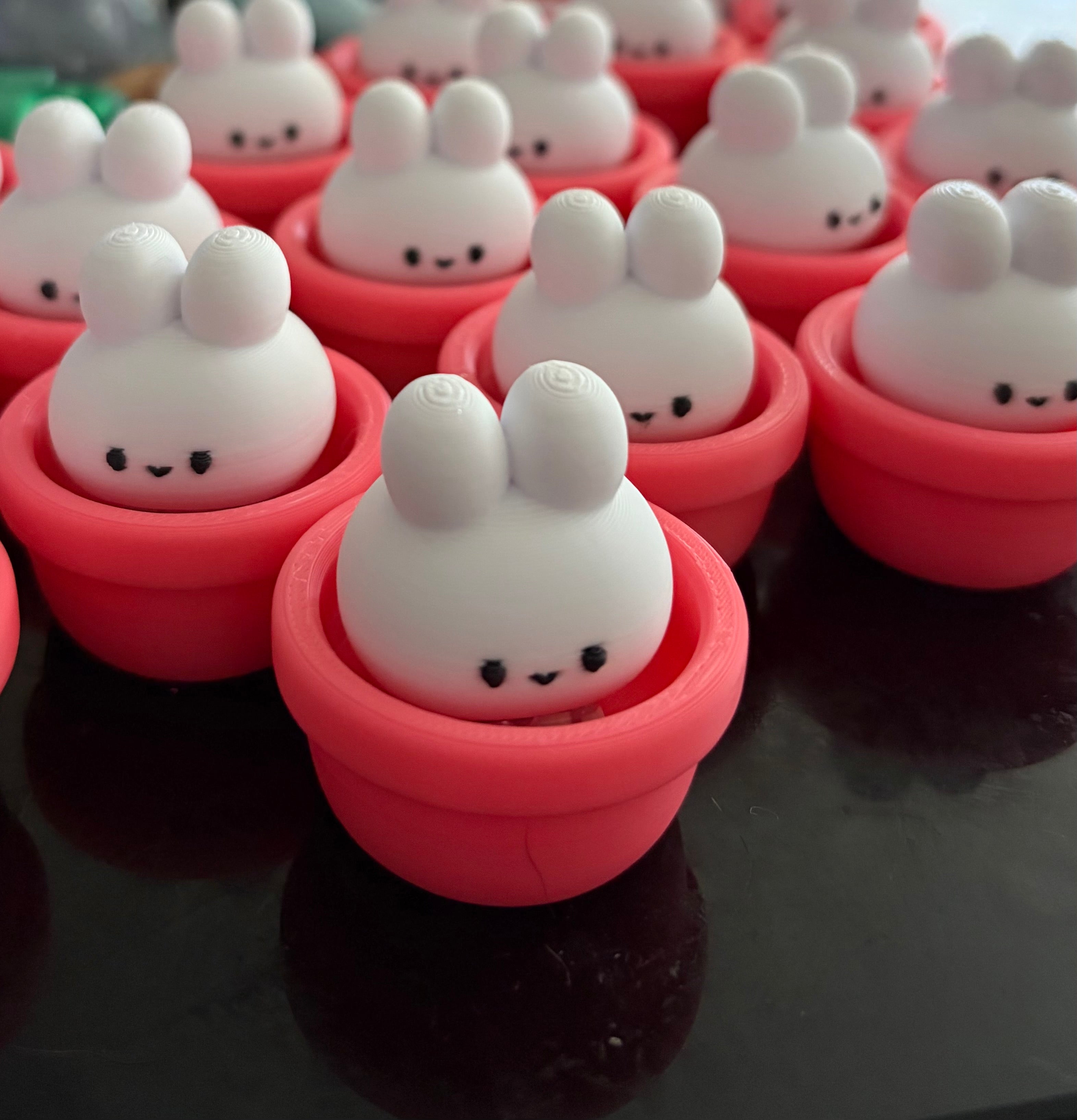 Bunny in a pot fidget clicker/ keychain